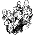 Hombres tocando saxofones