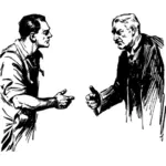 Wektor clipart starego i młodego człowieka do uścisnąć dłoń