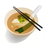 Zupa miso, służąc rysunek wektor