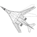 Tupolev 160 letadel pohled shora vektorové ilustrace