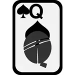 Královna piky funky hrací karta Vektor Klipart