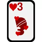Três dos corações funky playing card vector clipart