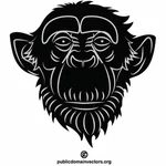 Silhueta monocromática do rosto do gorila