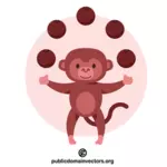 Małpa żongluje kokosami