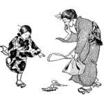 Criança e mãe japonesa
