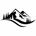 Mountain utomhus logotyp silhuett