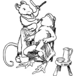 Vektorové ilustrace myši holení žába