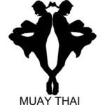 Muay Thai poseeraa siluetti vektori kuva