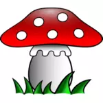 Красный гриб в траве