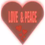 Amor e paz em imagem vetorial de coração