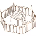 الرسومات المتجهة من دور لعب لعبة خريطة رمز لحصن خشبي