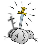 Espada en la piedra imagen símbolo del vector RPG mapa