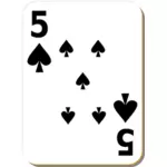 Vijf van schoppen speelkaart vector illustraties