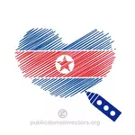Flaga Korei Północnej z kształt serca