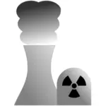 Clip-art de energia nuclear planta em escala de cinza sinal Vector