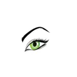 Gambar vektor dari mata wanita hijau dengan alis