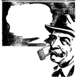 صورة متجهة لرجل يدخن ملصق أنبوب