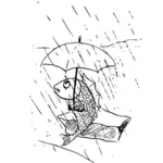 Ryba pod parasolem wektor clipart