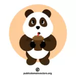 Panda boit du café
