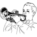 Imagem de vetor menino tocando corneta