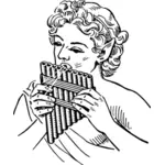 Femme jouant panpipes vector image