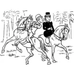 Ilustração em vetor de um casal de equitação