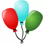 Vektorritning tre ballonger bindas ihop med en sträng