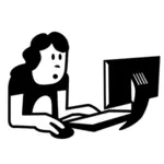 Wektor clipart urząd kobiece komputer użytkownika ikony