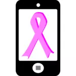 फोन वेक्टर छवि पर गुलाबी रिबन