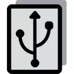 वेक्टर क्लिप आर्ट के ग्रेस्केल USB प्लग कनेक्टर लेबल