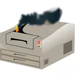 Image vectorielle d'imprimante laser sur le feu