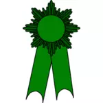 グリーン リボン付きのメダルのベクトル画像