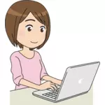 Женщина, используя ноутбук