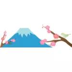 Гора Фудзи вишни в цвету