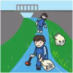 강 청소 하는 자원 봉사자