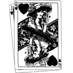 Rainha de copas, jogo de cartão em imagem vetorial preto e branco
