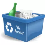 Niebieski recyklingu bin pełne odpadów wektor clipart