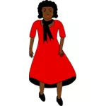 Afro-amerykański Pani w czerwonej sukience