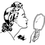 Vektorové kreslení Lady držící zrcátko