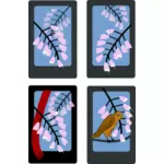 ناقلات التوضيح من مشهد الربيع على أربع بطاقات