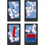 صورة متجهة من الزهور الربيع idyll على أربع بطاقات