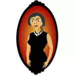 Векторное изображение женщины в черный Овальный портрет