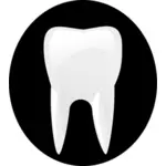 שן שחורה dwhite pictogram וקטור תמונה