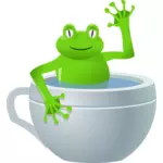 Çay Kupası'nda bir kurbağa çizim vektör