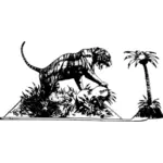 Brullende tijger in dierentuin vector illustraties