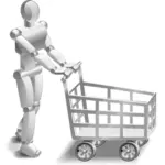 Robô com uma imagem de vetor de carrinho compras