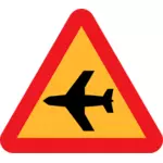 Aeronave voando baixo estrada sinal vector graphics