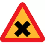 交叉道路交通标志矢量图