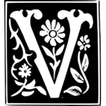 Vektorbild av dekorativa bokstaven V