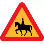 馬のライダーの警告の交通標識ベクトル クリップ アート